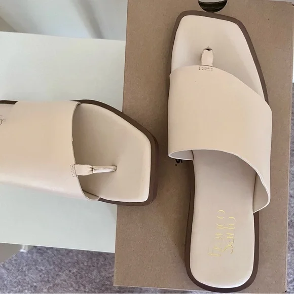 Franco Sarto Women's Leather Beige Slide Sandals, Size 8.5, Brand new - Picture 2 of 8